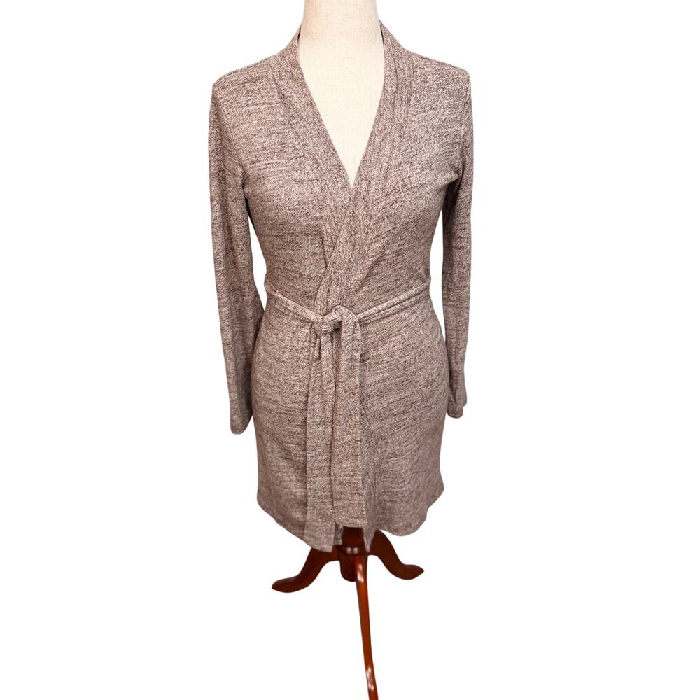 Ugg Australia marled light brown cardigan open front self tie pockets Sz S
